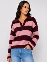 Anna - Burgundy/Pink Shirt Jumper