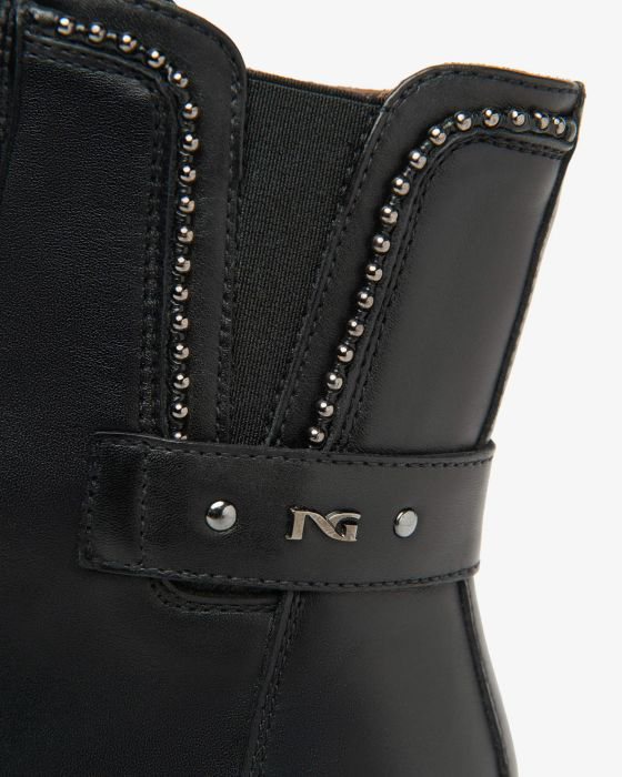 NeroGiardini - I514770 D Black Stud Laced Biker Boot