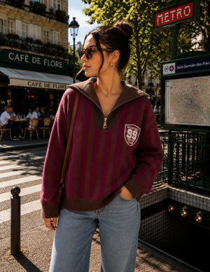 Anna - Burgundy/Brown Jumper