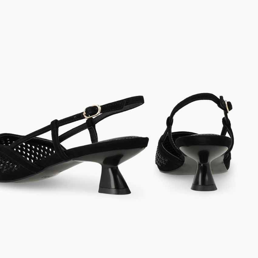 Lodi - Casia Black Kitten Heel Slingback