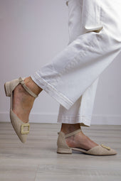 Carmela - 163241 Cream Raffia Flat