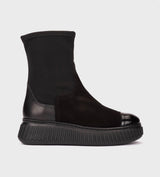 Wonders - A-5207 Black Flatform Ankle Boot