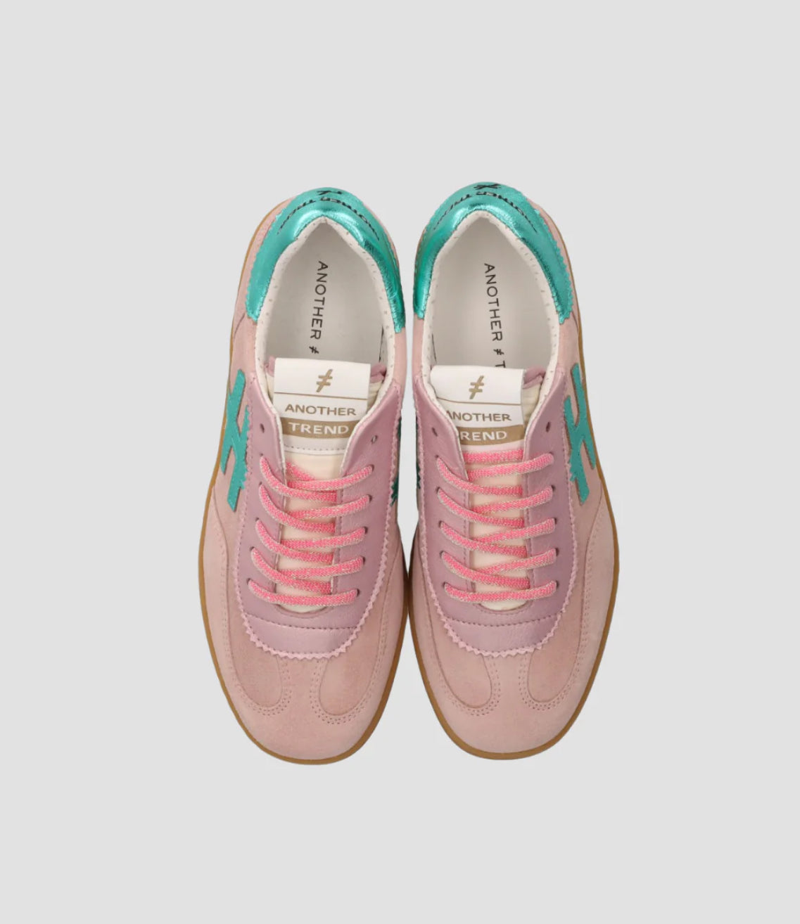 Another Trend - [A0321166 Rose]Pink and Turquoise Trainer [Generous Fit]