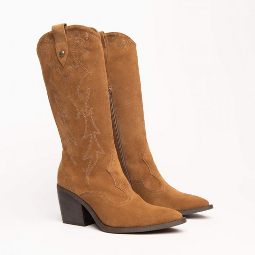NeroGiardini - |113274D Tan Leather Suede Cowboy Boot