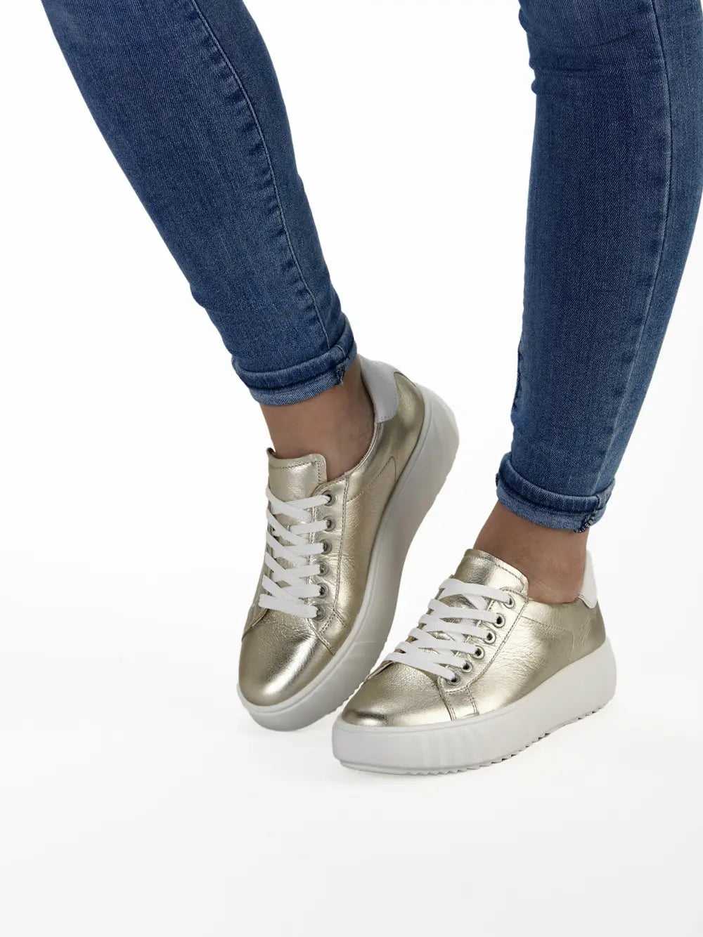 Ara - 46523 Gold Leather Chunky Ripple Trainer