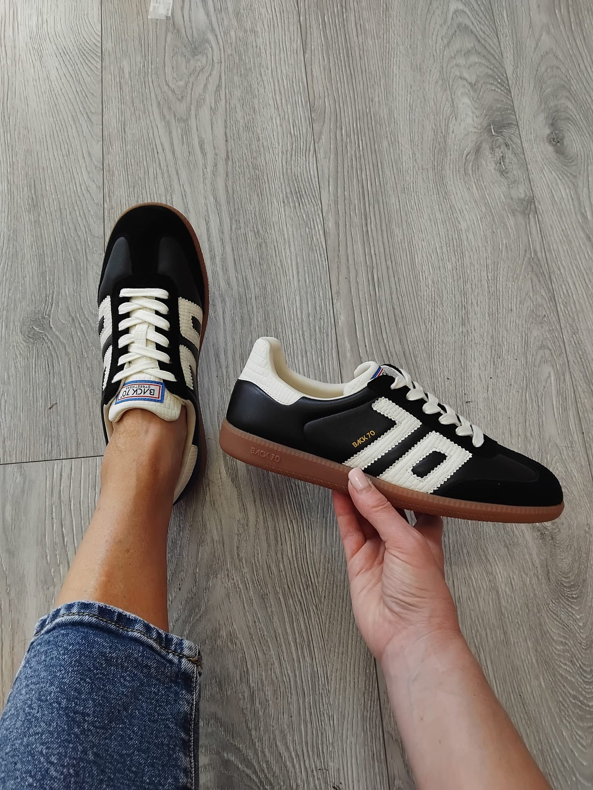 Back 70 - Cloud Black and Cream Trainer