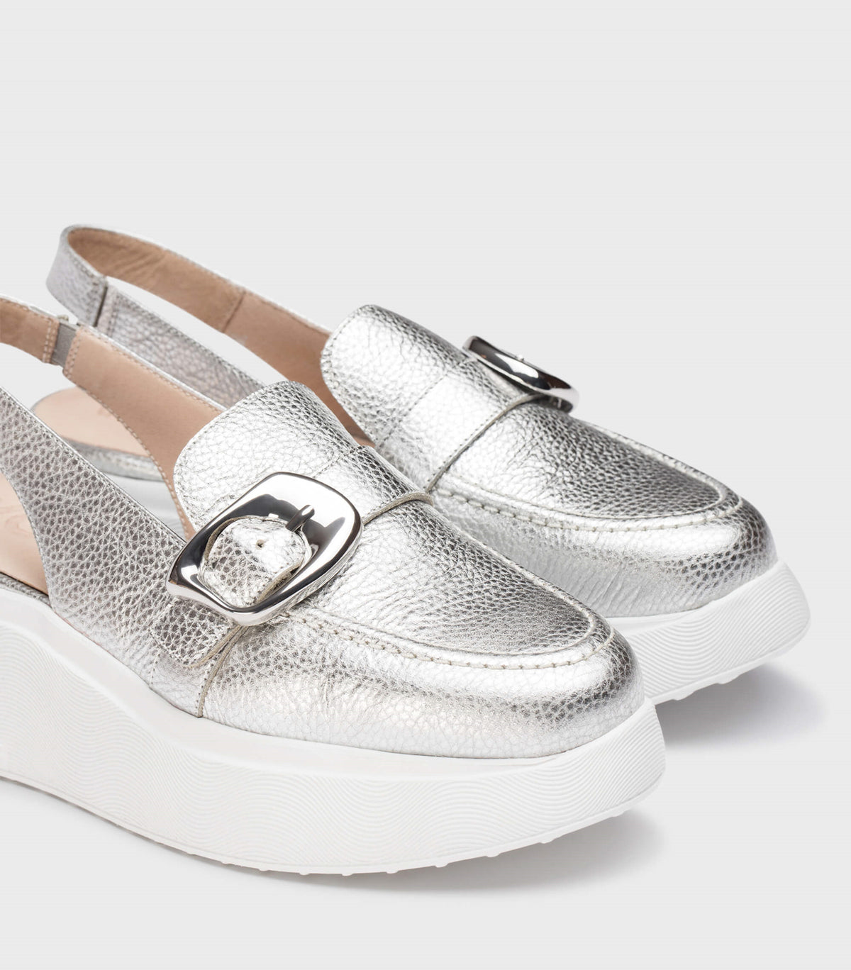 Wonders - A-3624 Silver Wedge Slingback