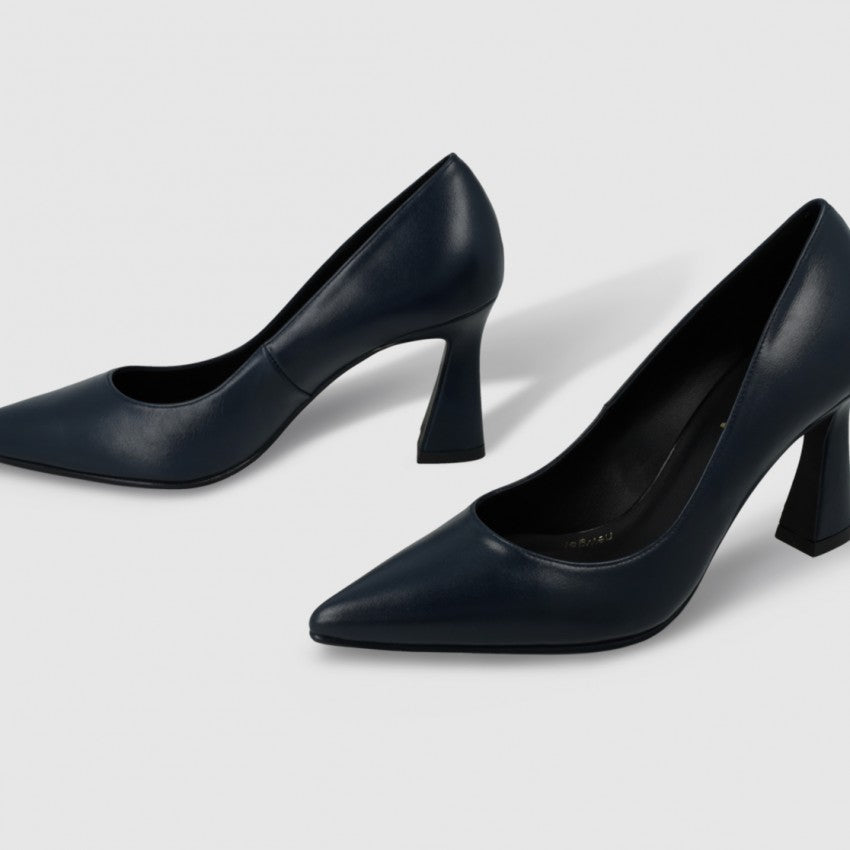 Lodi - Roa Black Leather Medium Heel Court Shoe