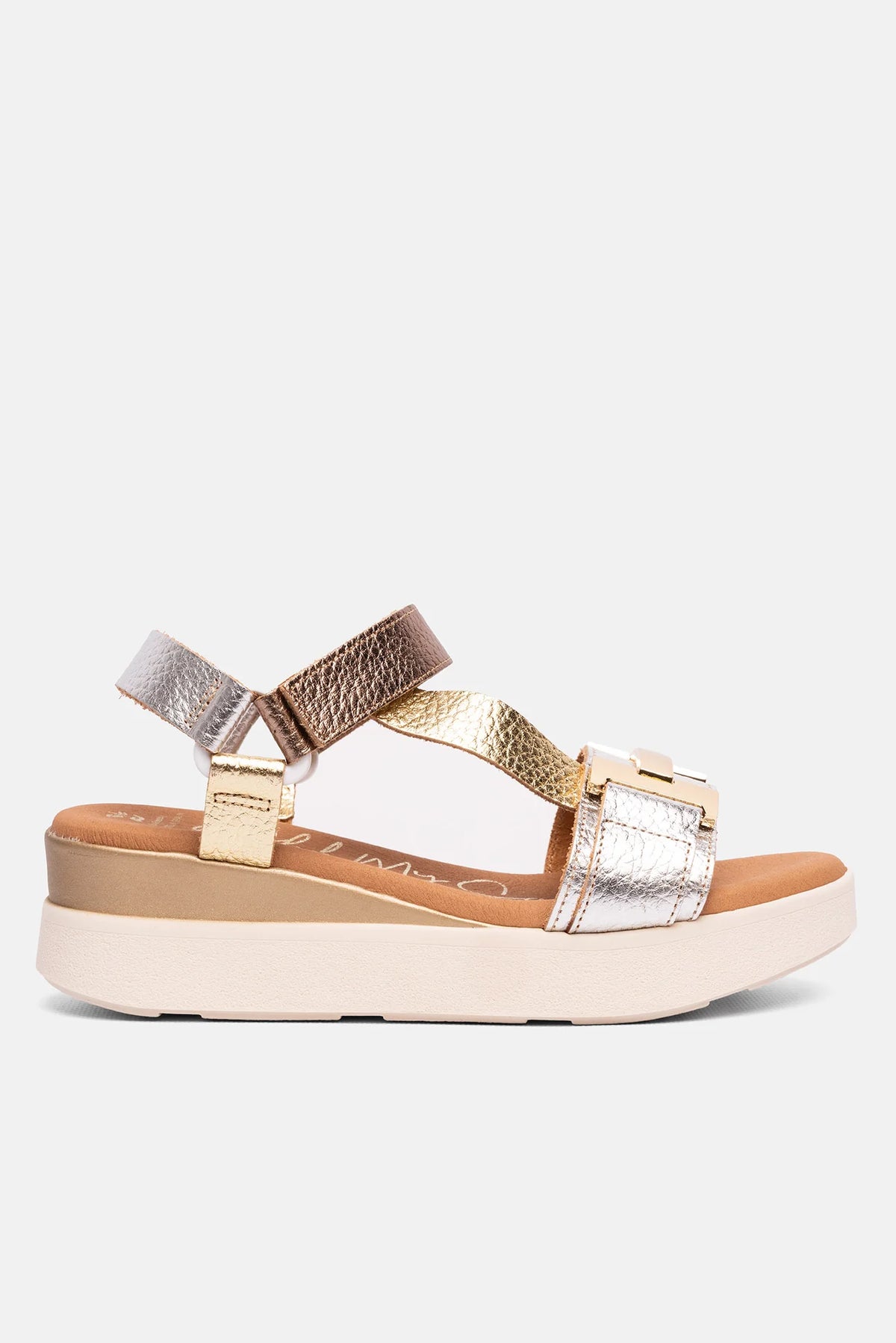 Oh My Sandals - 5671 Gold and Silver Wedge Sandal