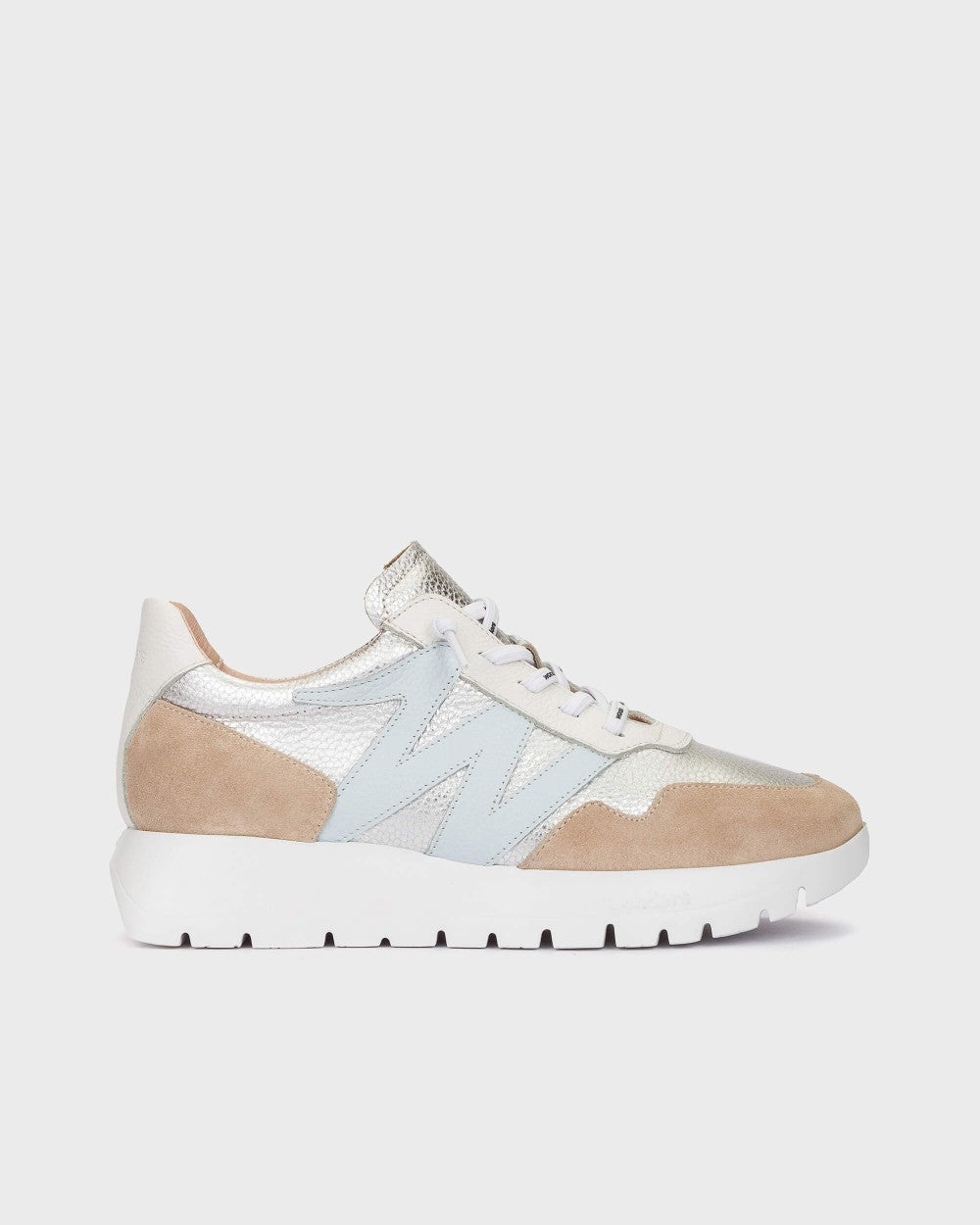 Wonders - A-24101 Beige and Silver Slip On Trainer