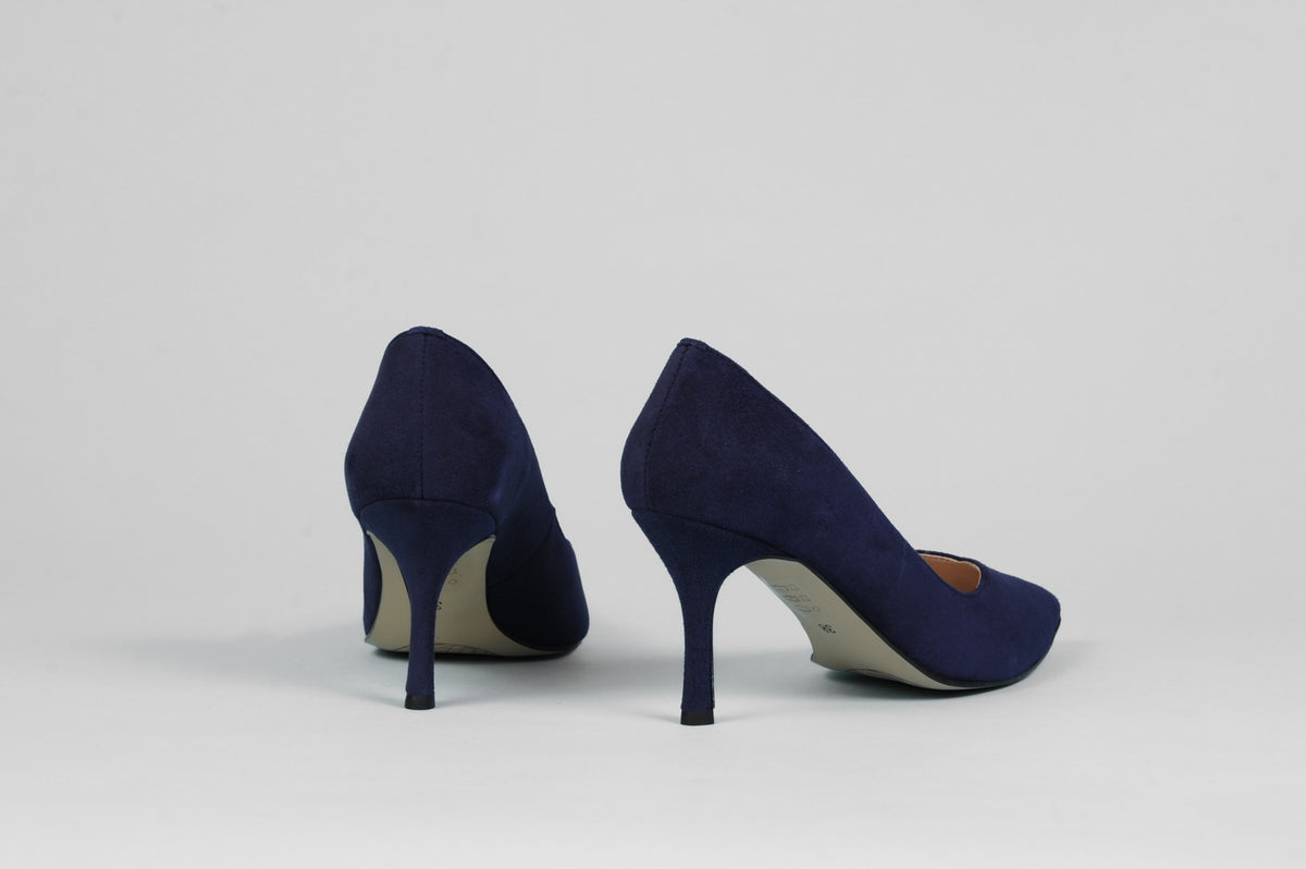 Rachels - Navy Suede V Court Shoe