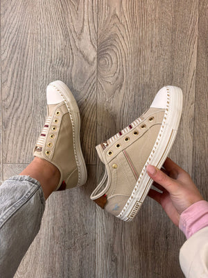 Mustang - 26M0152002 Beige Slip On Canvas Trainer