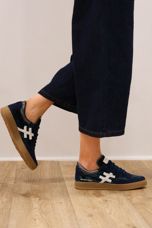 Another Trend - [BLUE] A0348527 Navy Velvet & Suede Trainer