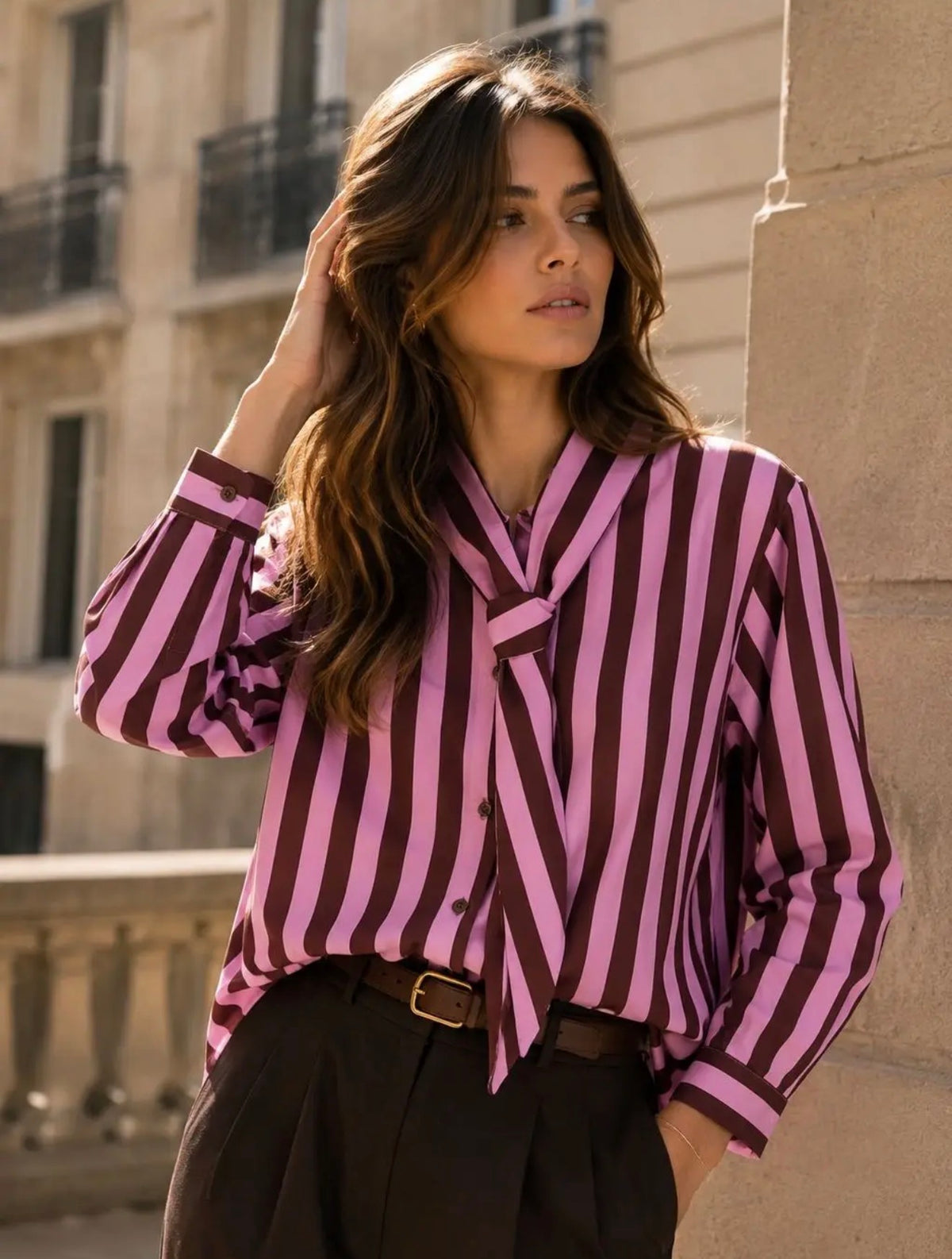 Anna - Pink/Burgundy Shirt