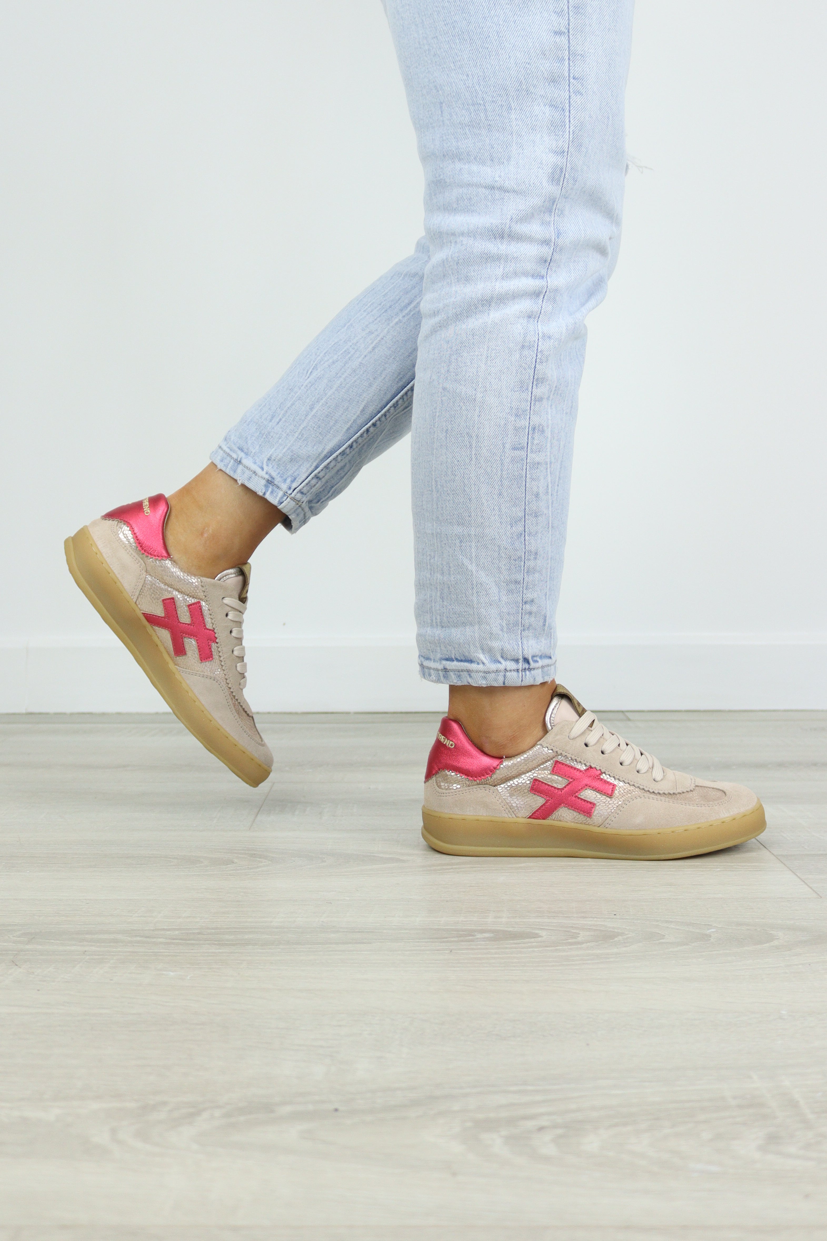 Another Trend -A032 (Old Rose) Beige and Pink Trainer