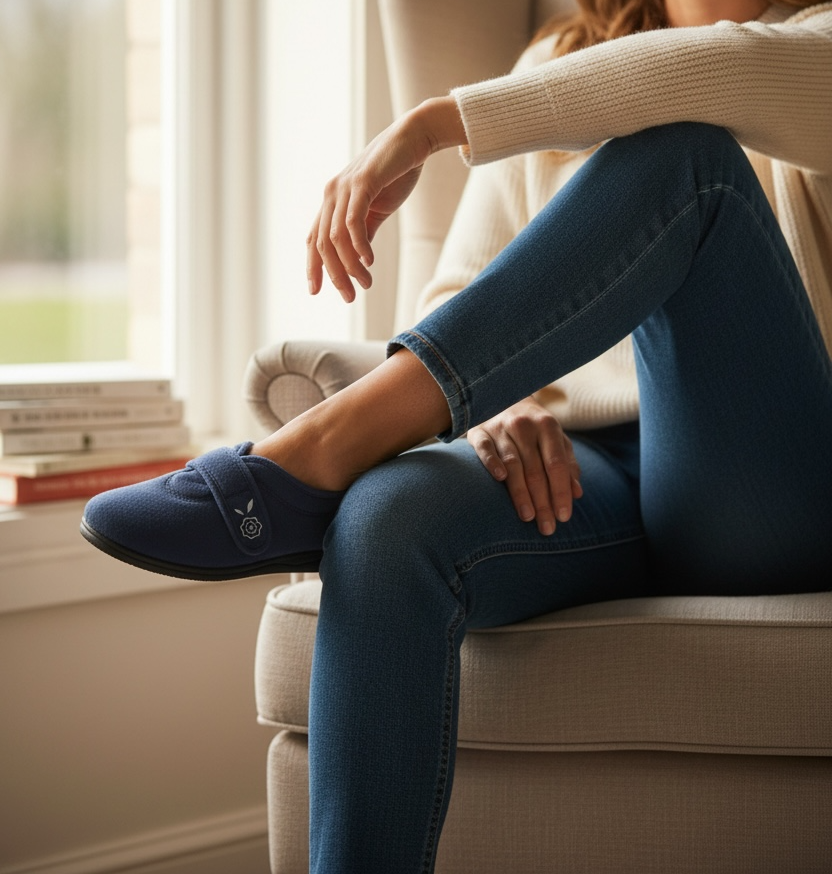 Padders - Camilla Blue Velcro Slipper