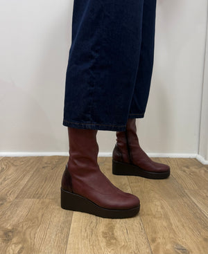 Jose Saenz - 6428 Burgundy Sock Wedge Knee High