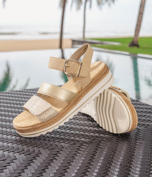Remonte - D0Q55 White/Gold Velcro Sandal
