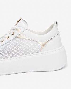 NeroGiardini - E615292D White Mesh Platform Trainer