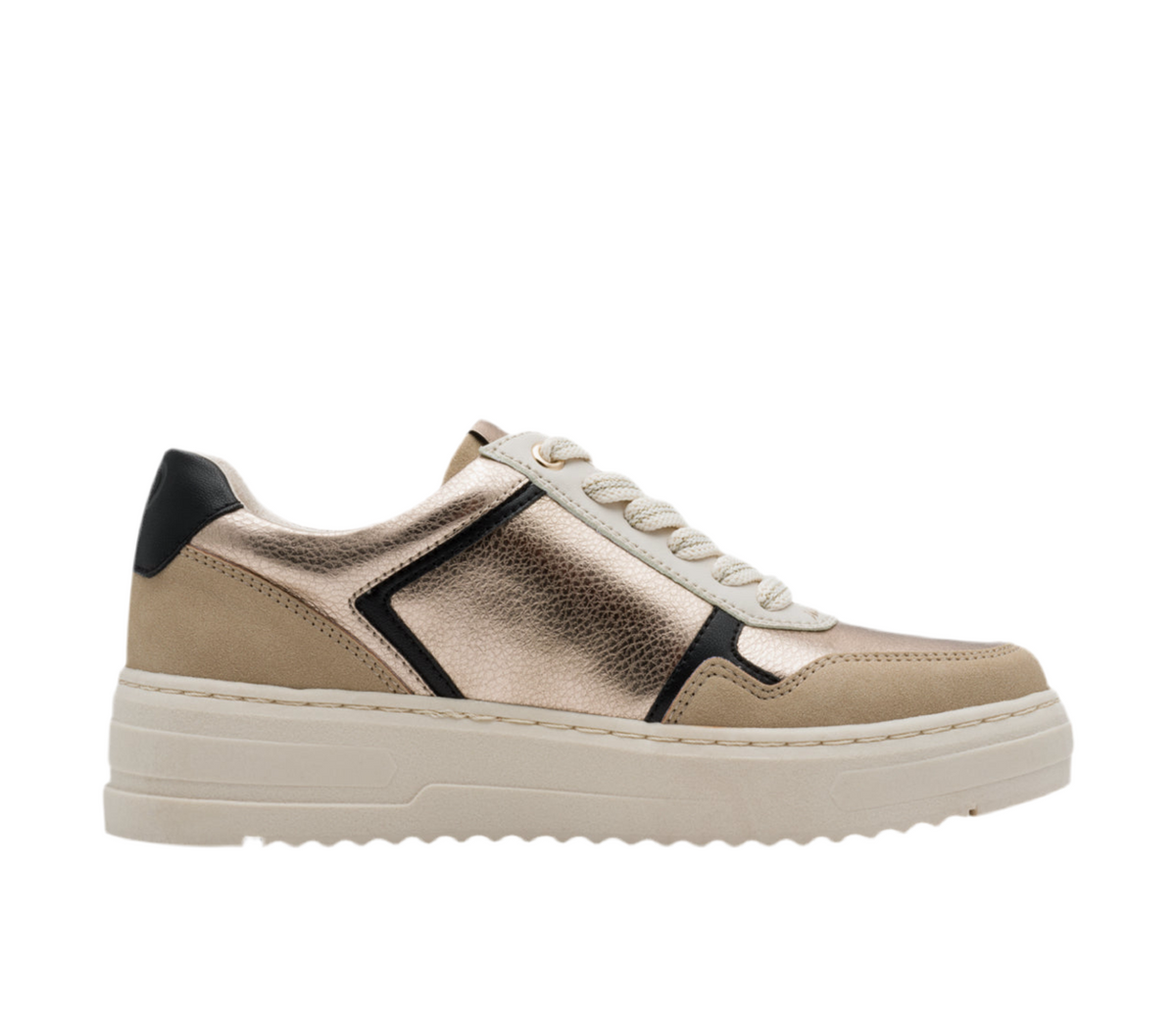 Marco Tozzi - 23774 Beige & Rose Gold Zip Trainer