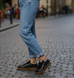 Meline - 14 SBT Black/Gold Flatform Trainer