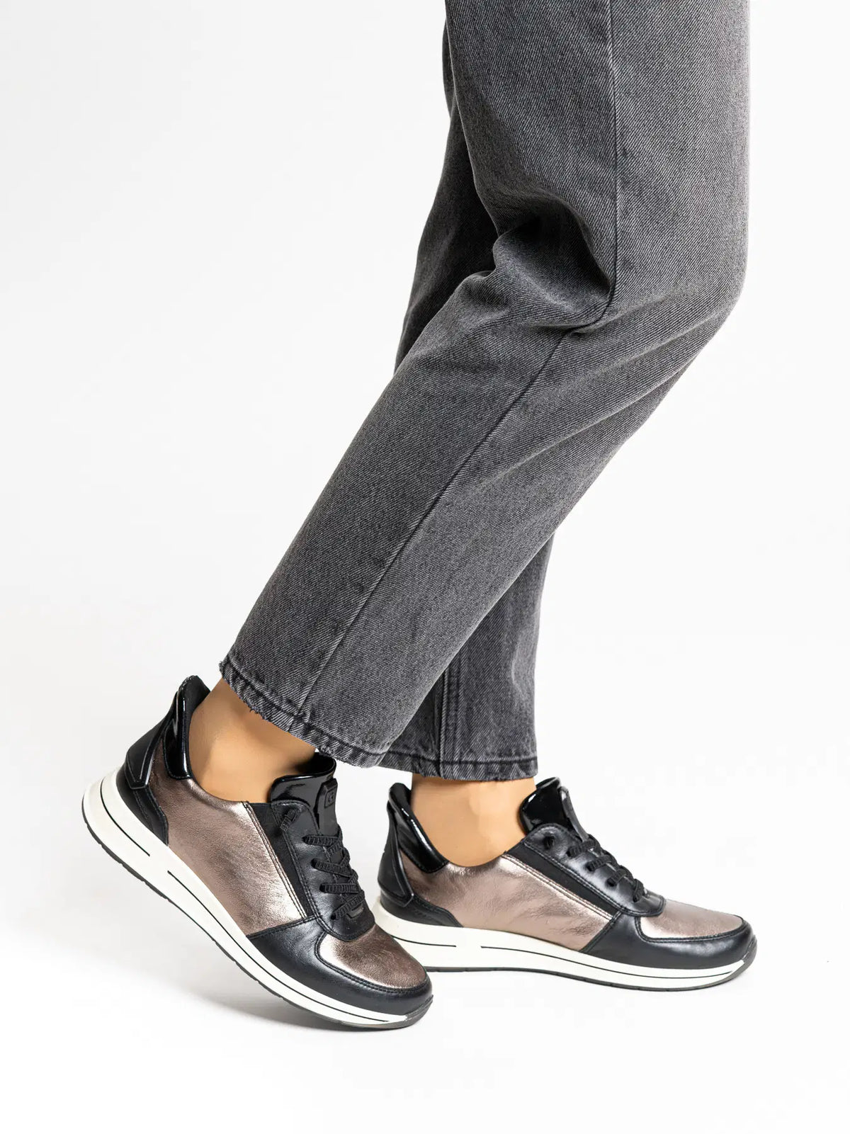 Ara - 24836 Black and Bronze Slip On Trainer
