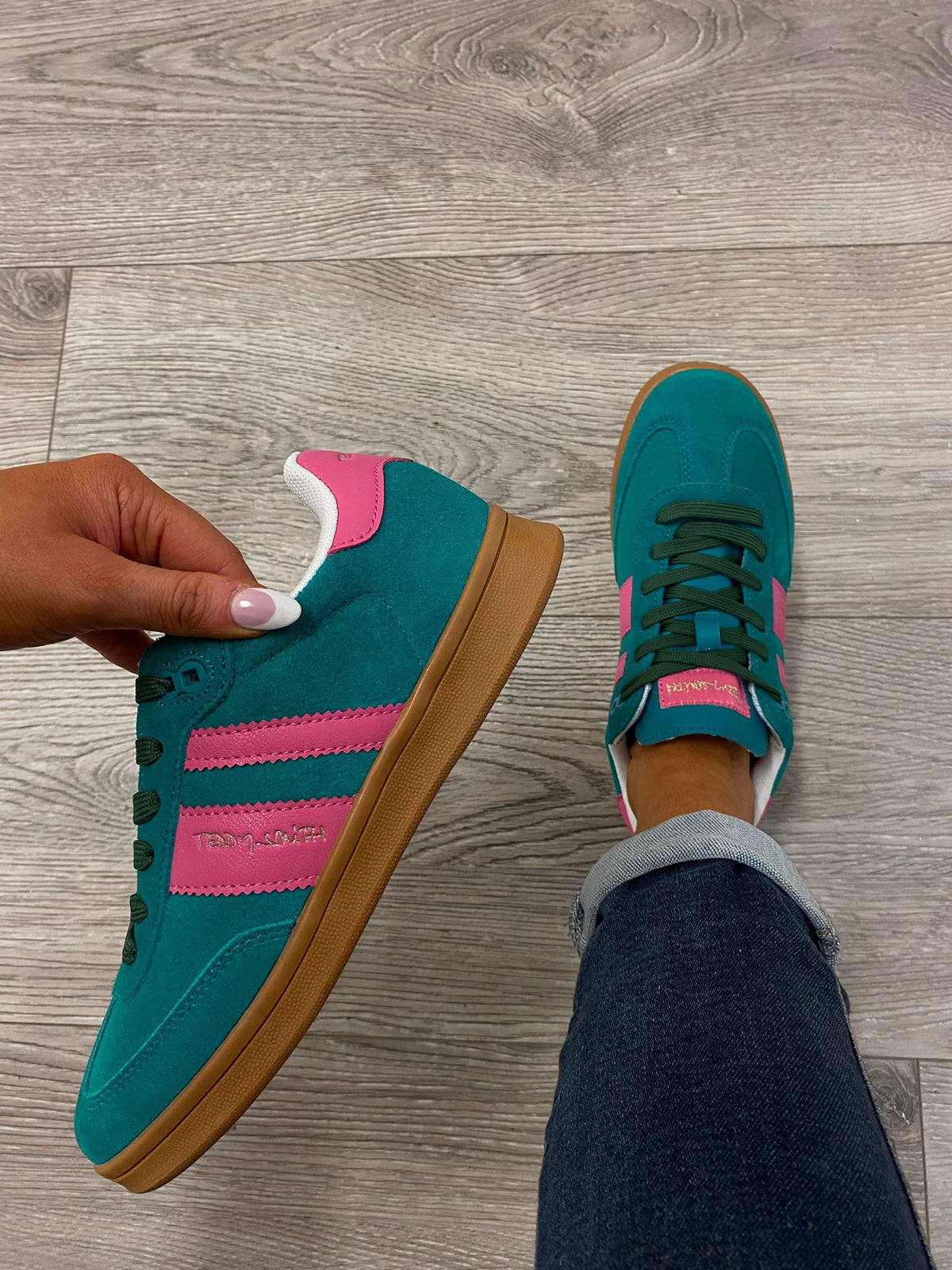 Teddy Smith - 120007 Green and Pink Retro Trainer