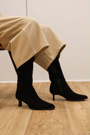 Unisa - Leeds Black Kitten Heel Knee High