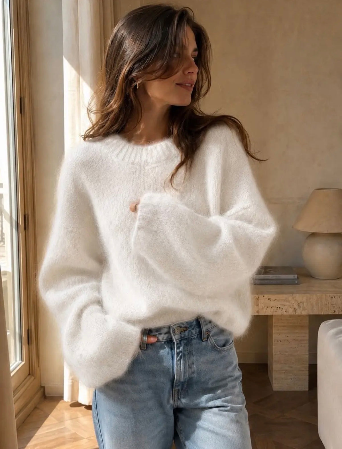 Anna - Cream Kid Mohair and Wool Jumper