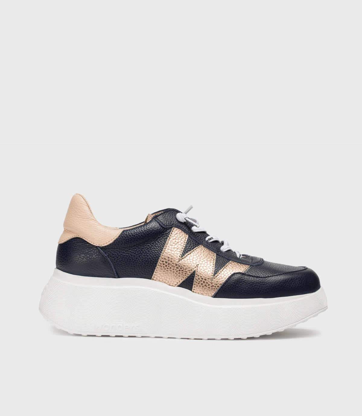 Wonders - A-3625 Navy and Rose Gold Trainer