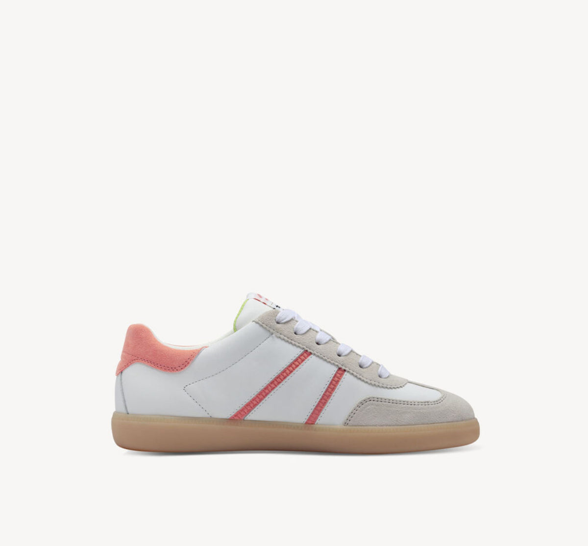 Tamaris - 23624 White and Peach Retro Trainer