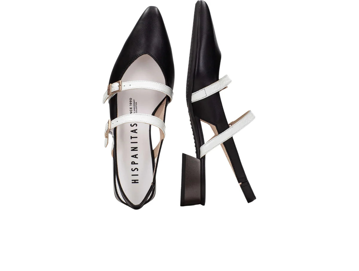 Hispanitas -HV253922 Black & White Slingback Ballerina