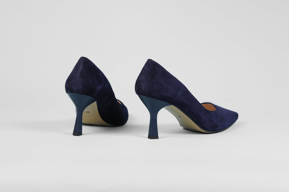 Rachels - Navy Suede Court Shoe