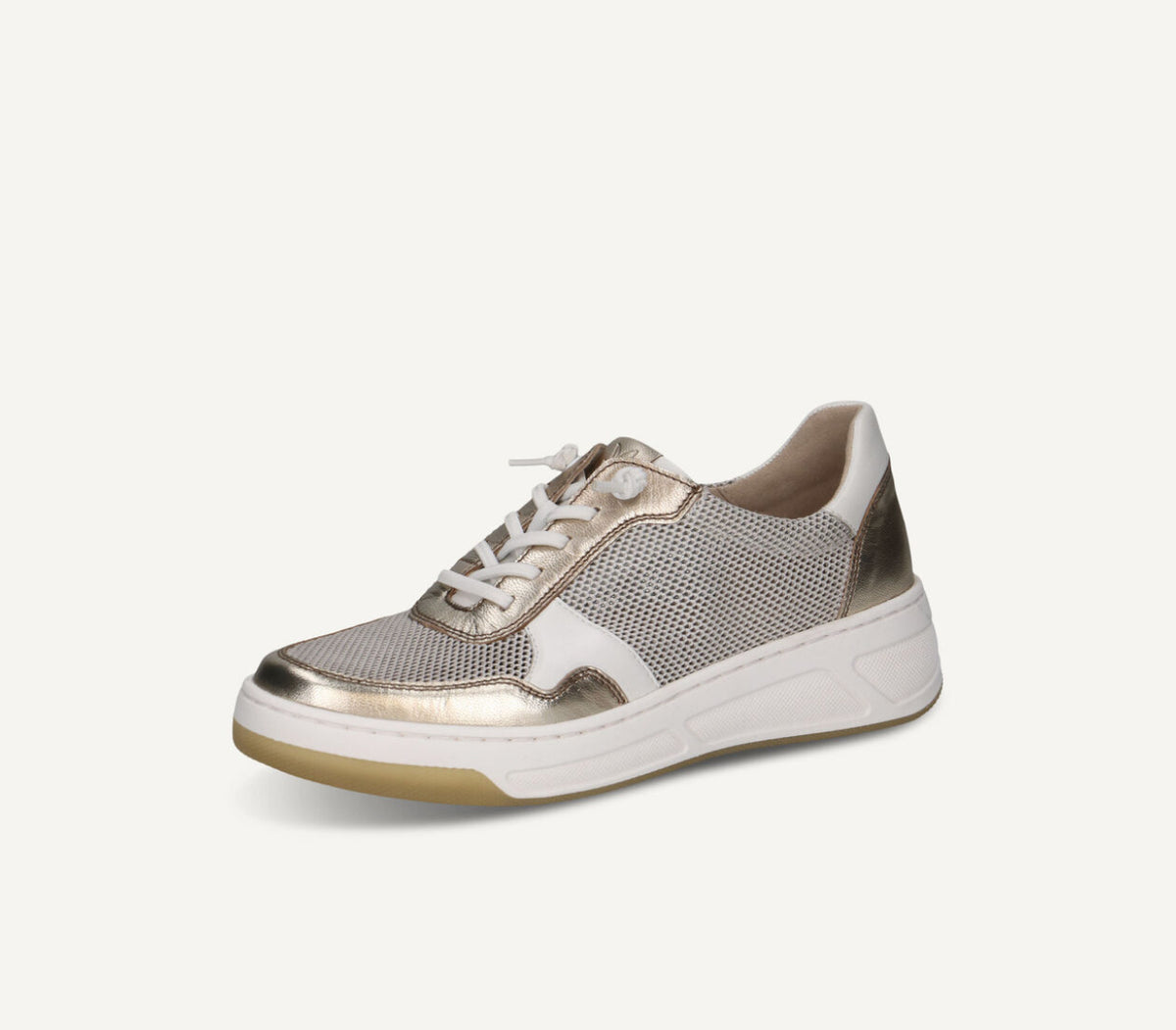 Caprice - 23504 White and Gold Trainer