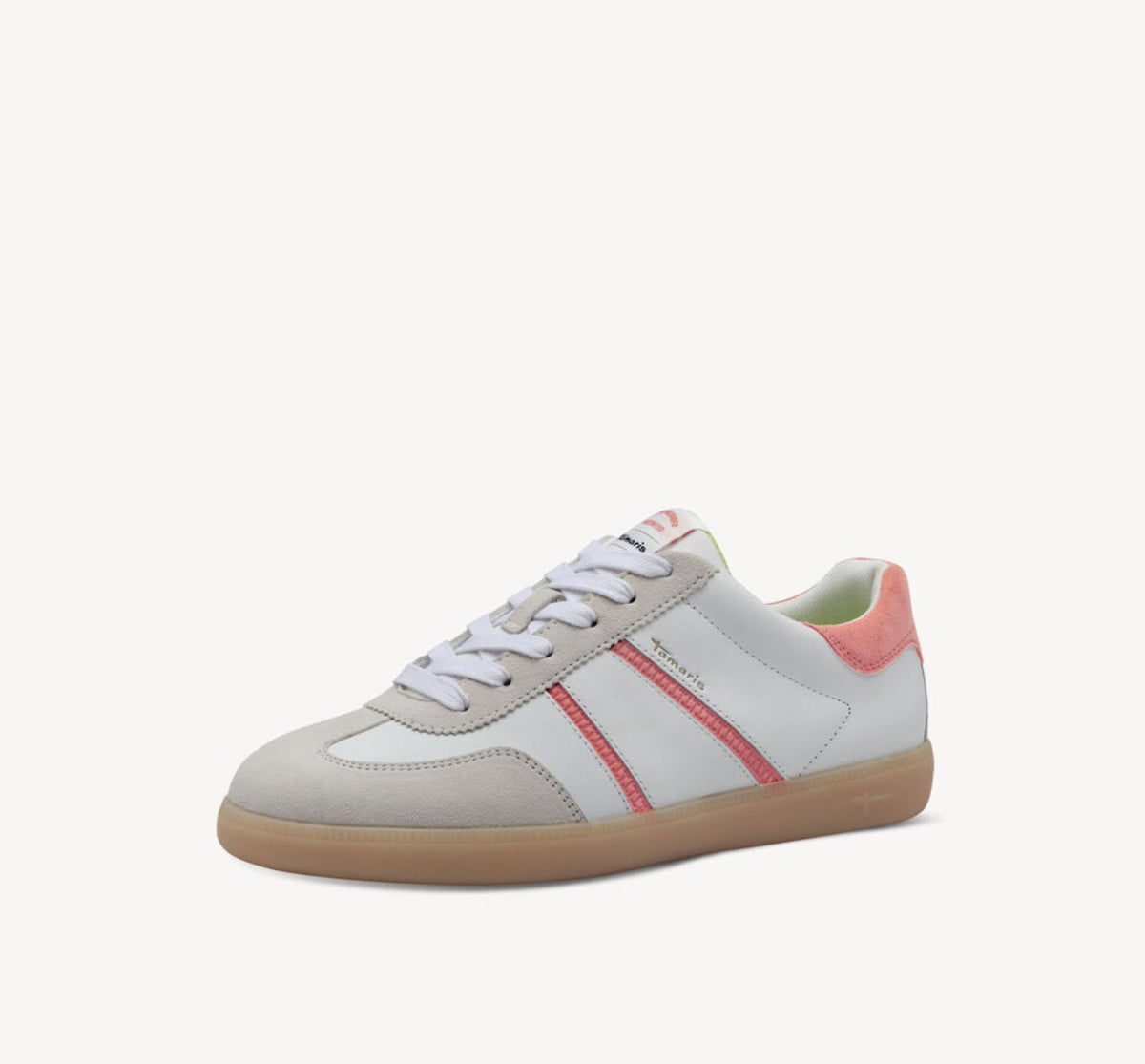 Tamaris - 23624 White and Peach Retro Trainer