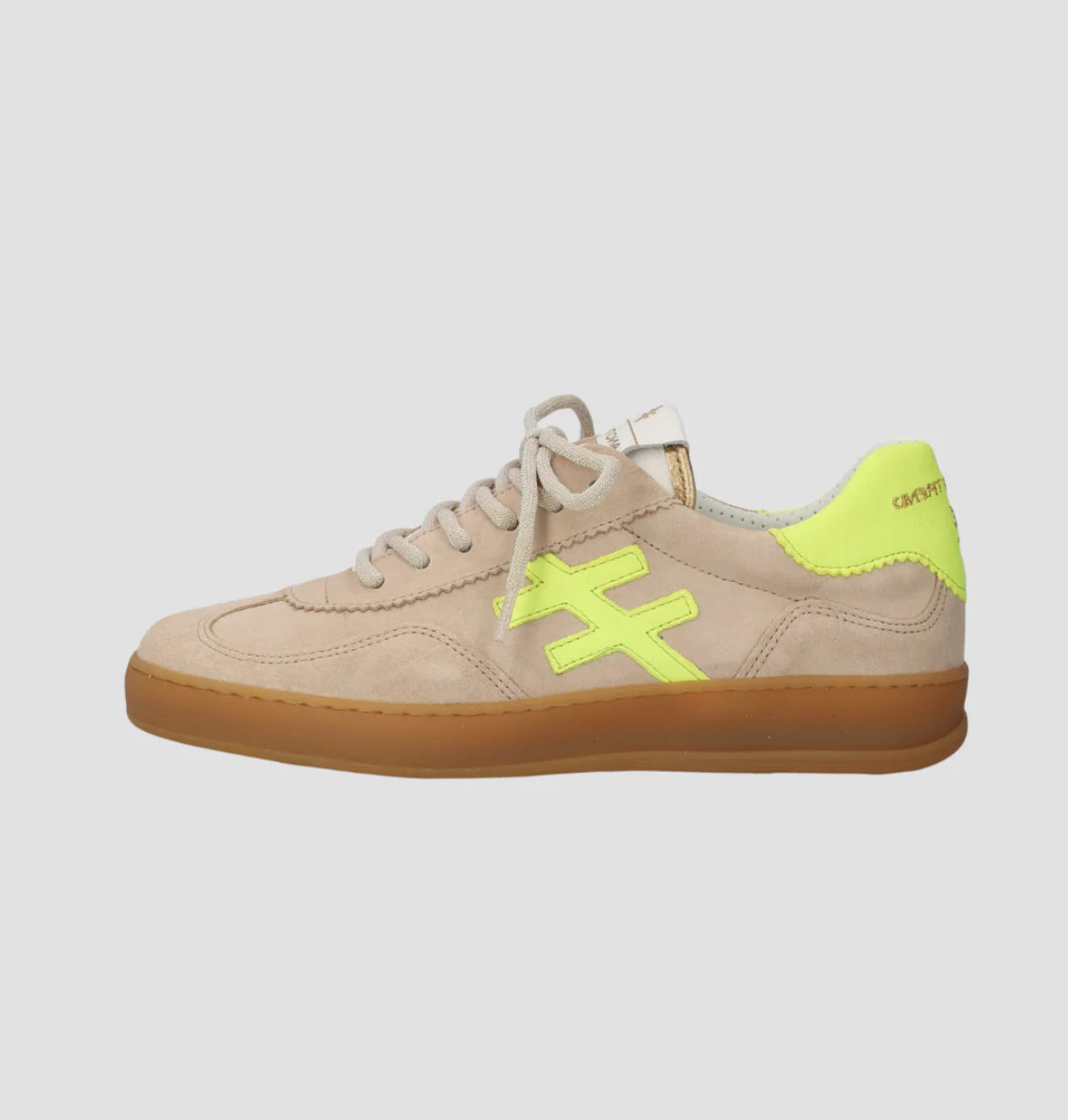 Another Trend - [A04211 Lino]Taupe and Neon Trainer [Generous Fit]