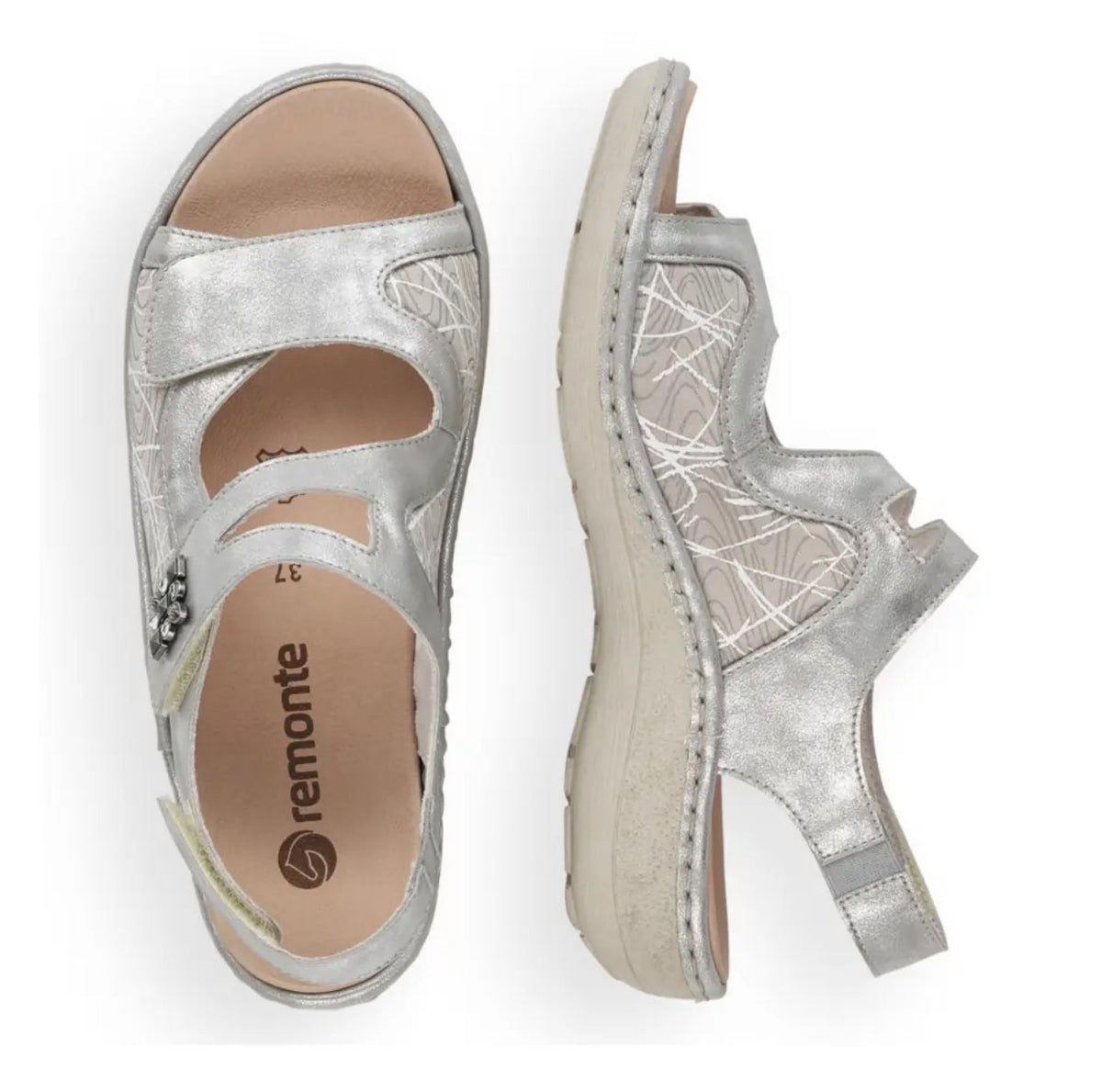 Remonte - D7647 Silver Velcro Sandal