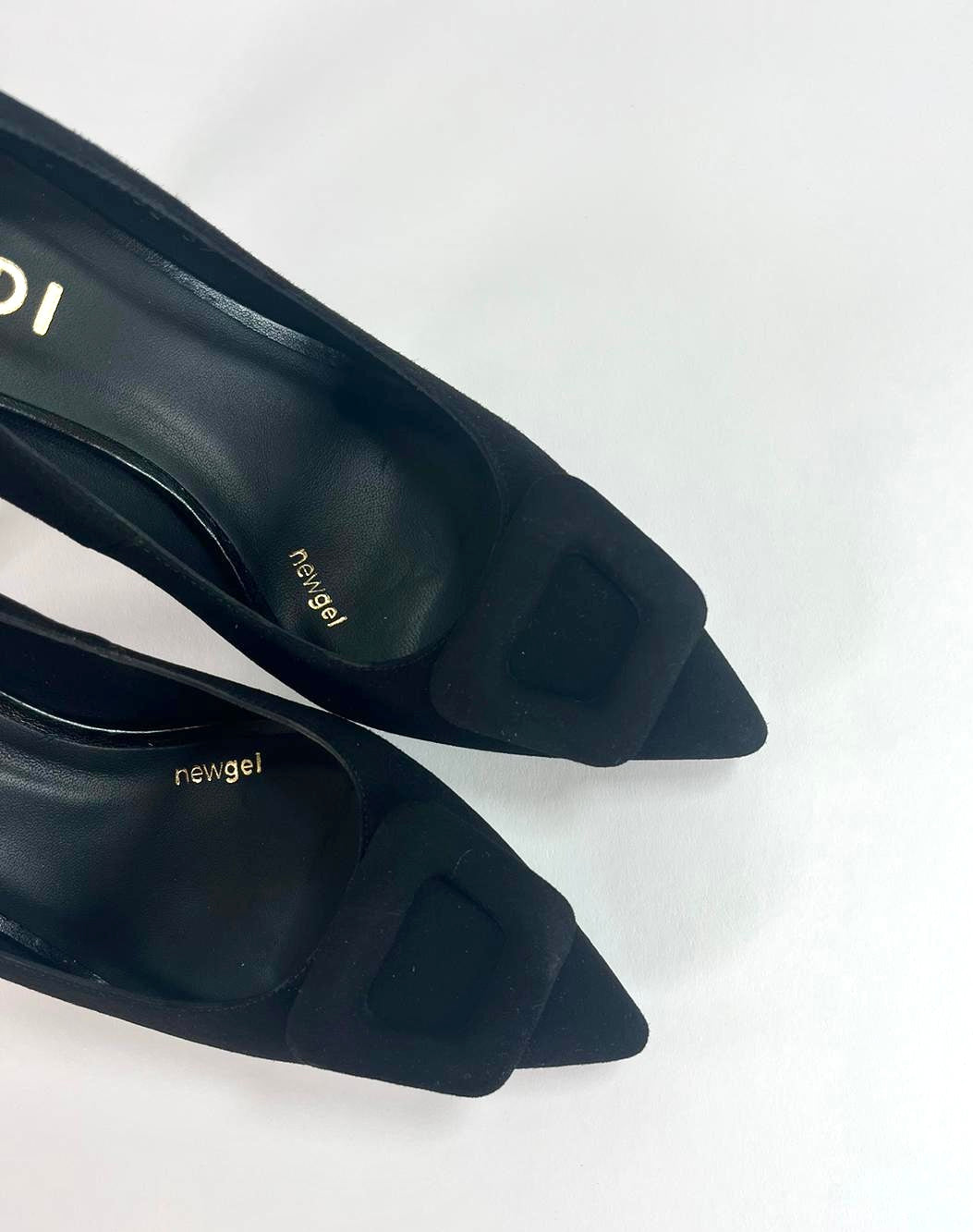 Lodi - Roti Black Suede Court Shoe