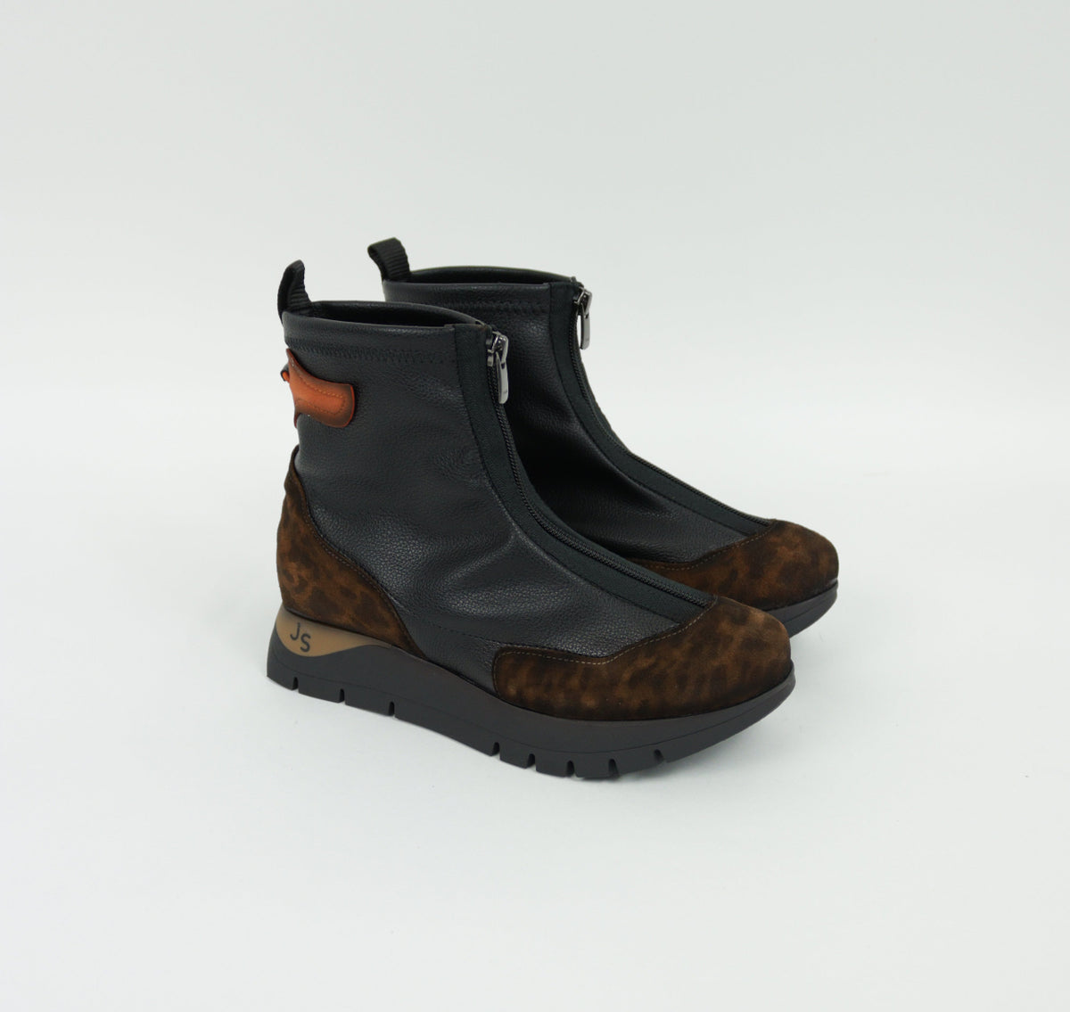 Jose Saenz - 2269 Black and Leopard Sock Boot