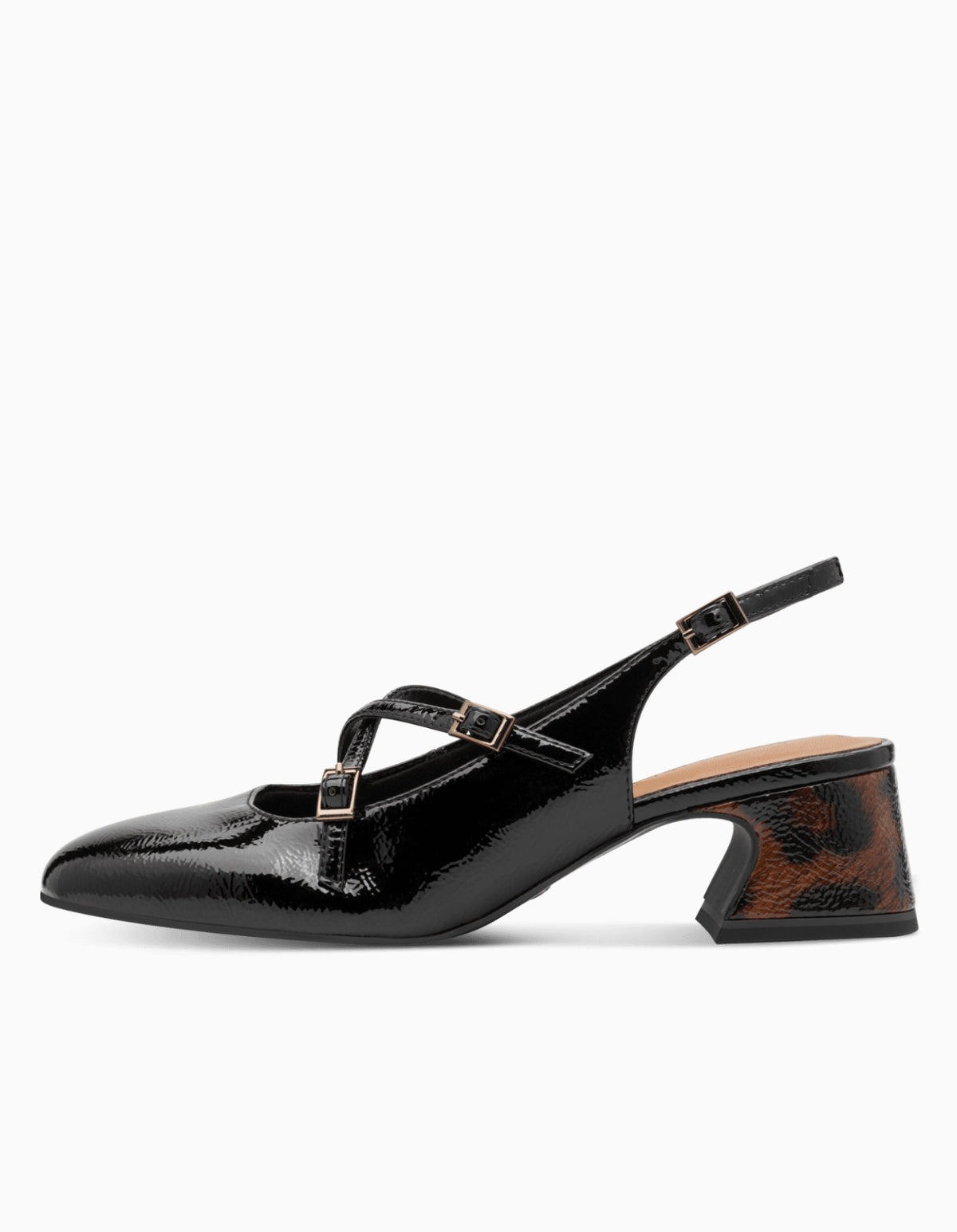 Tamaris - 29661 Black & Leopard Patent Sling Back