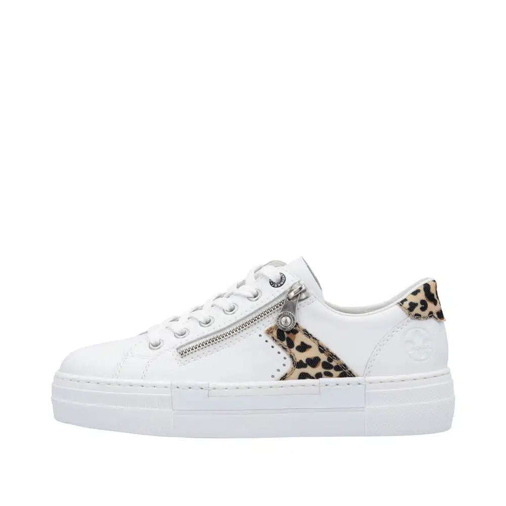 Rieker - N4924 White and Leopard Trainer