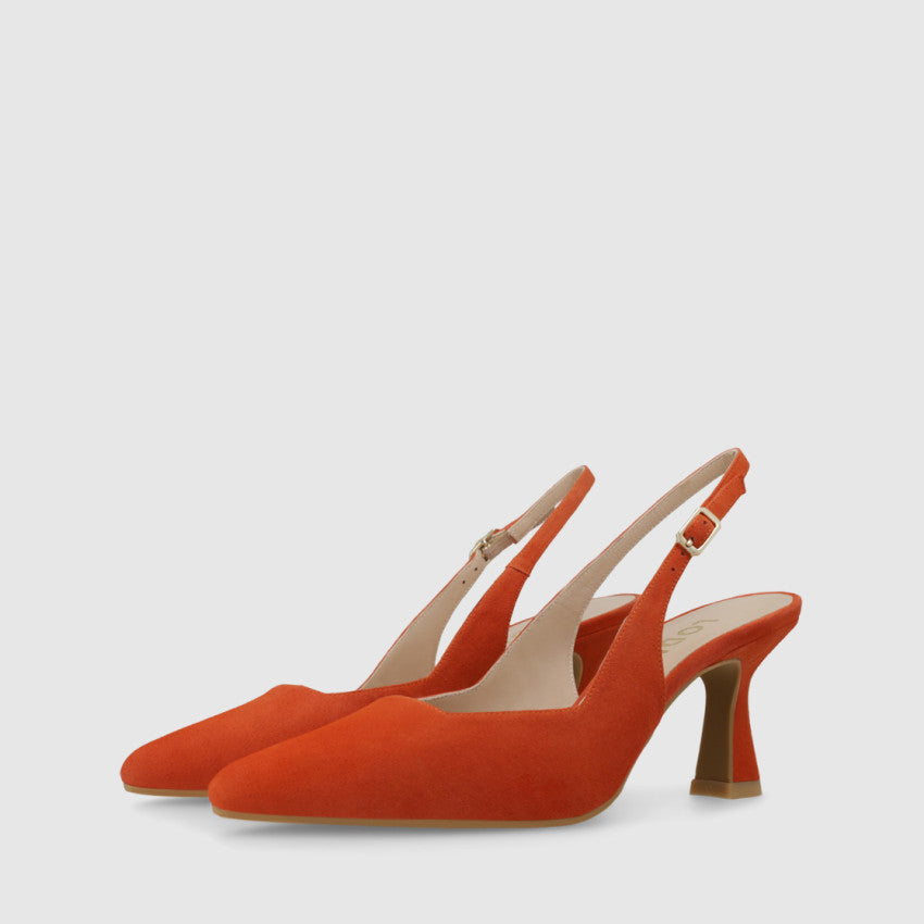 Lodi - Juco Orange Suede Kitten Heel Sling Back