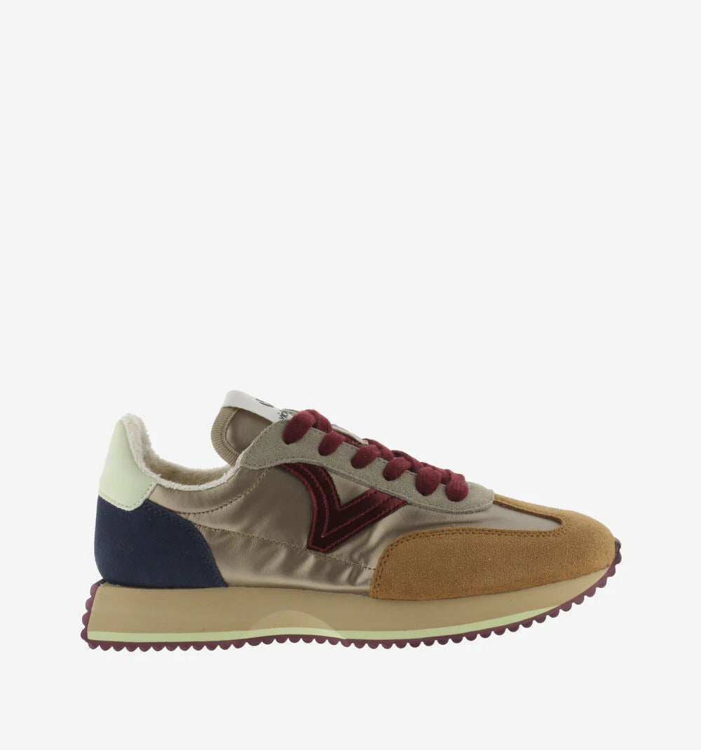 Victoria - 1 134115 Gold and Burgundy Retro Trainer