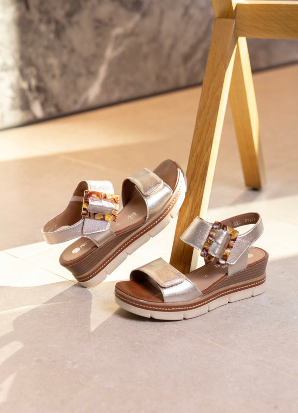 Remonte - D2L53 Gold Wedge Sandal