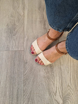 Tamaris - 28249 Ivory Multi Heel Sandal