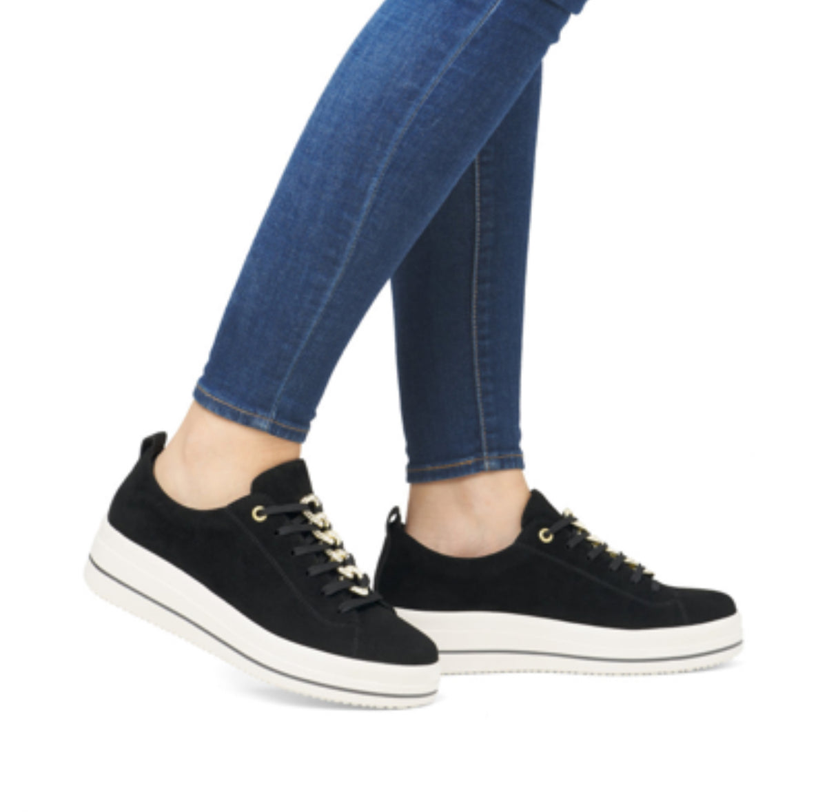 Remonte - D1C03-02 Black Suede Jewel Trainer