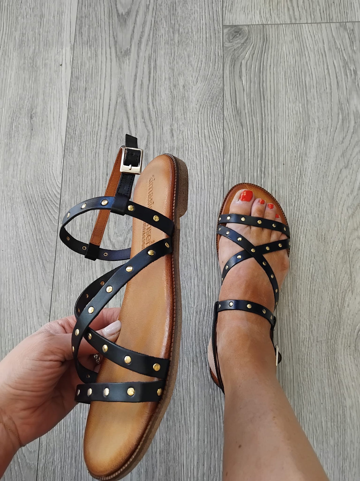 Tim & Simonsen - Lizette Black Stud Gladiator Sandal