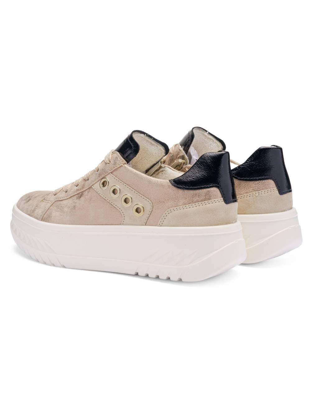 Ara - 46709 Monaco Beige Shimmer Platform Trainer