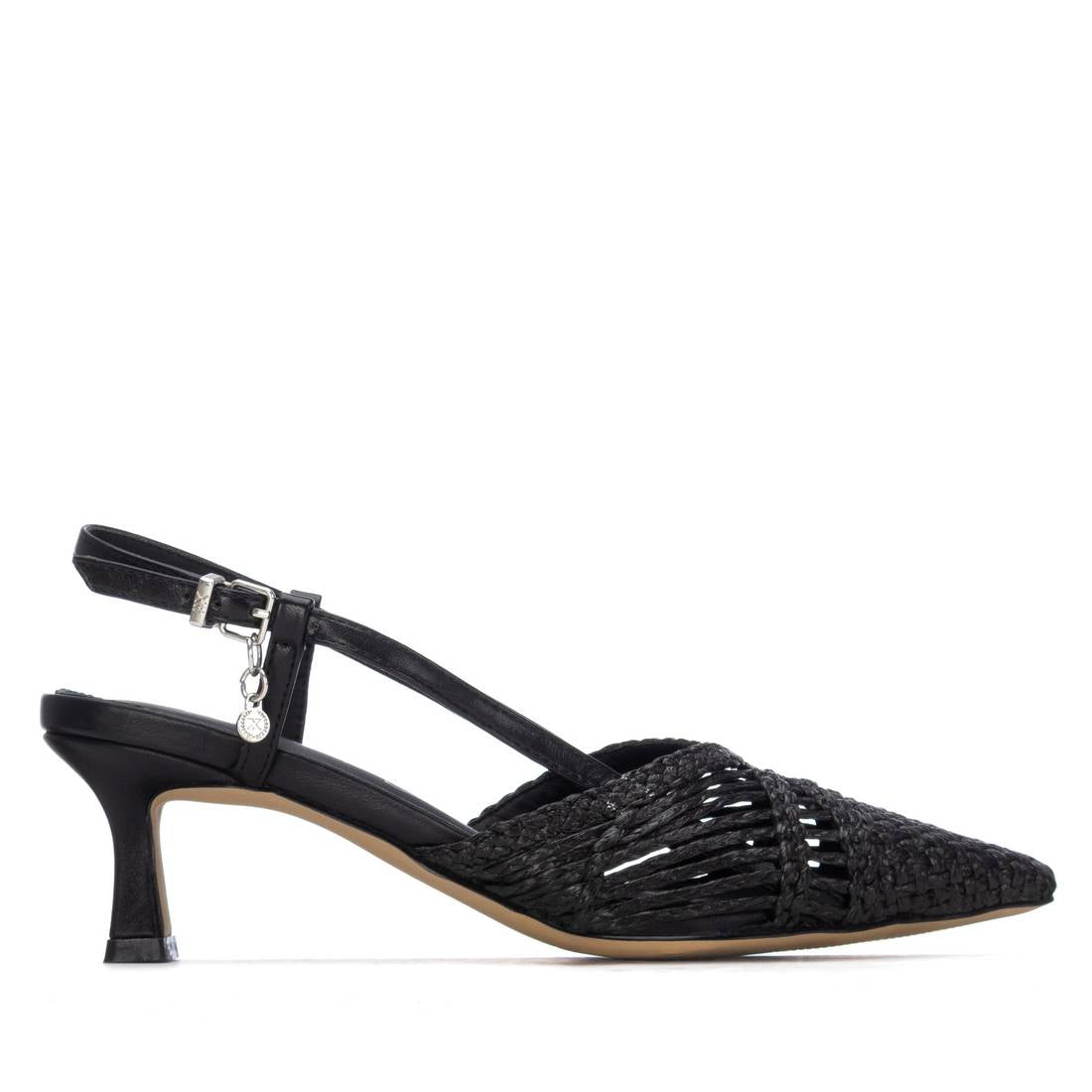 XTI - 145301 Black Raffia Slingback