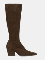 Miss Elastic - 75375 Brown Suede Knee High Sock Boot